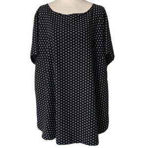 Ava & Viv Plus Size Polka Dot Button Back Blouse Black White Size 1X